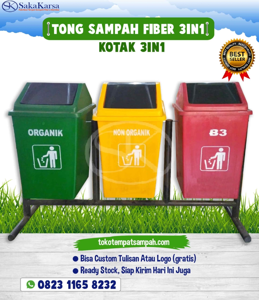 Tempat Sampah Fiber Kotak 3 In 1 Kapasitas 50 Liter Tokotempatsampah 0025